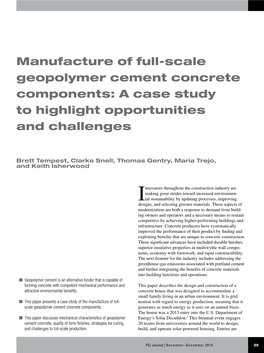Manufacture of Full-Scale Geopolymer Cement Concrete Components: a Case Study to Highlight Opportunities and Challenges