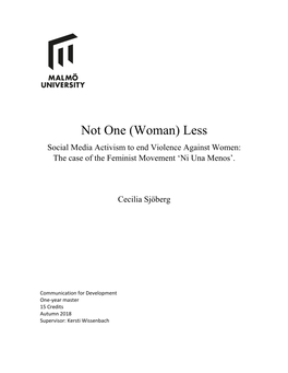 Not One (Woman) Less Social Media Activism to End Violence Against Women: the Case of the Feminist Movement ‘Ni Una Menos’