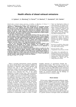 Health Effects of Diesel Exhaust Emissions