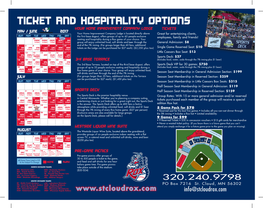Ticket and Hospitality Options