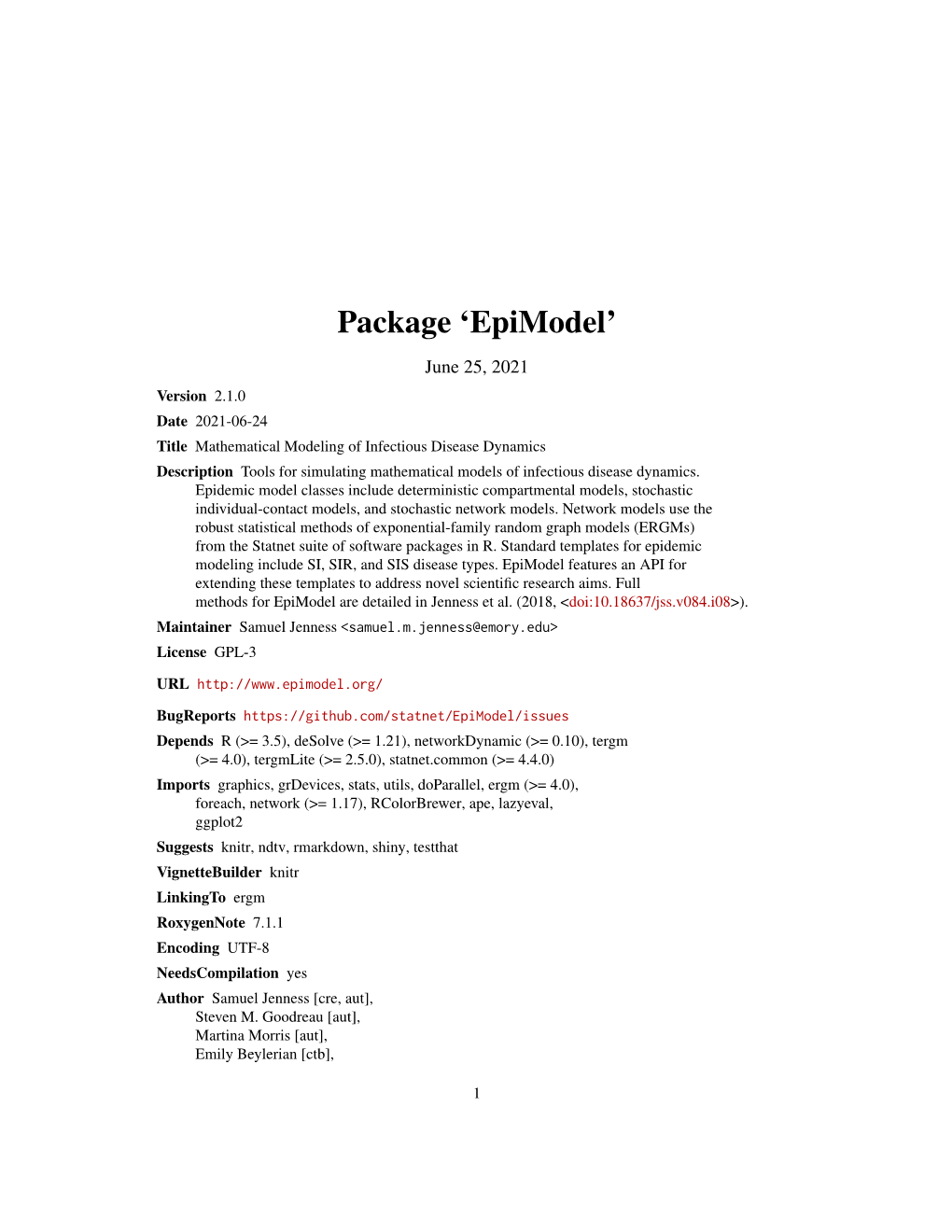 Epimodel: Mathematical Modeling of Infectious Disease Dynamics