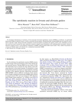 The Optokinetic Reaction in Foveate and Afoveate Geckos