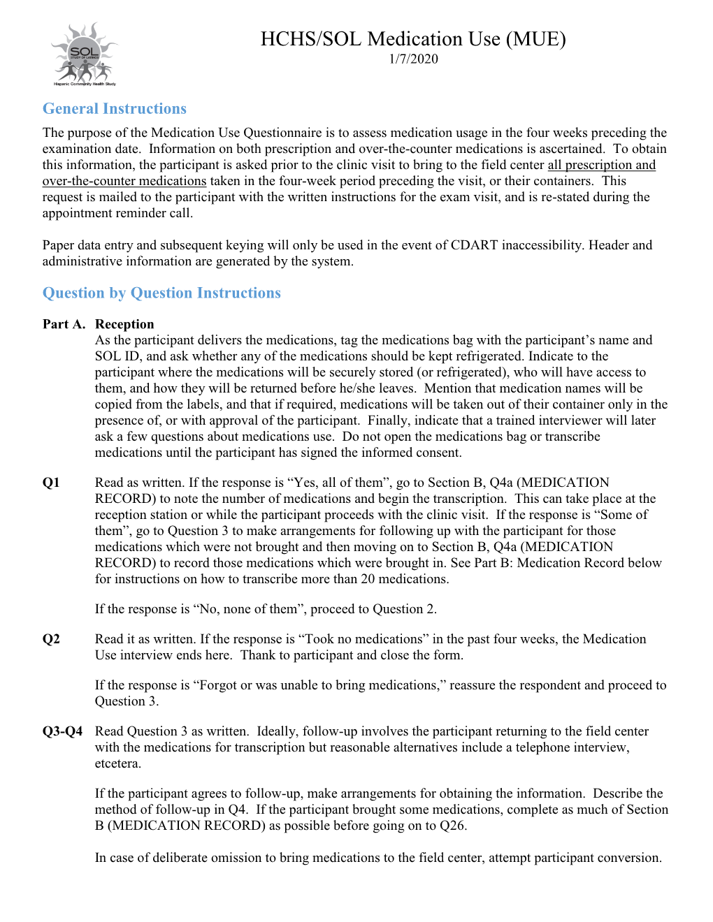 HCHS/SOL Medication Use (MUE) 1/7/2020