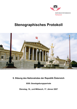 Stenographisches Protokoll Der 9. Sitzung / PDF, 1604 KB