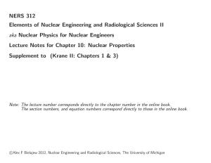 NERS 312 Elements of Nuclear Engineering and Radiological