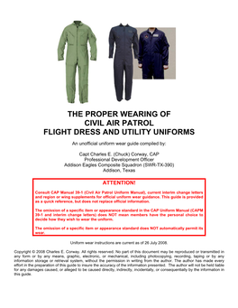The Proper Wearing of Civil Air Patrol Flight Dress and Utility Uniforms