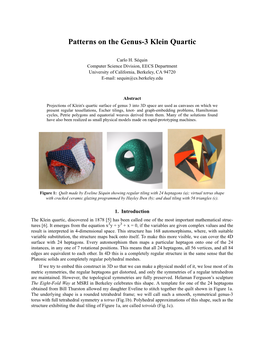 Patterns on the Genus-3 Klein Quartic
