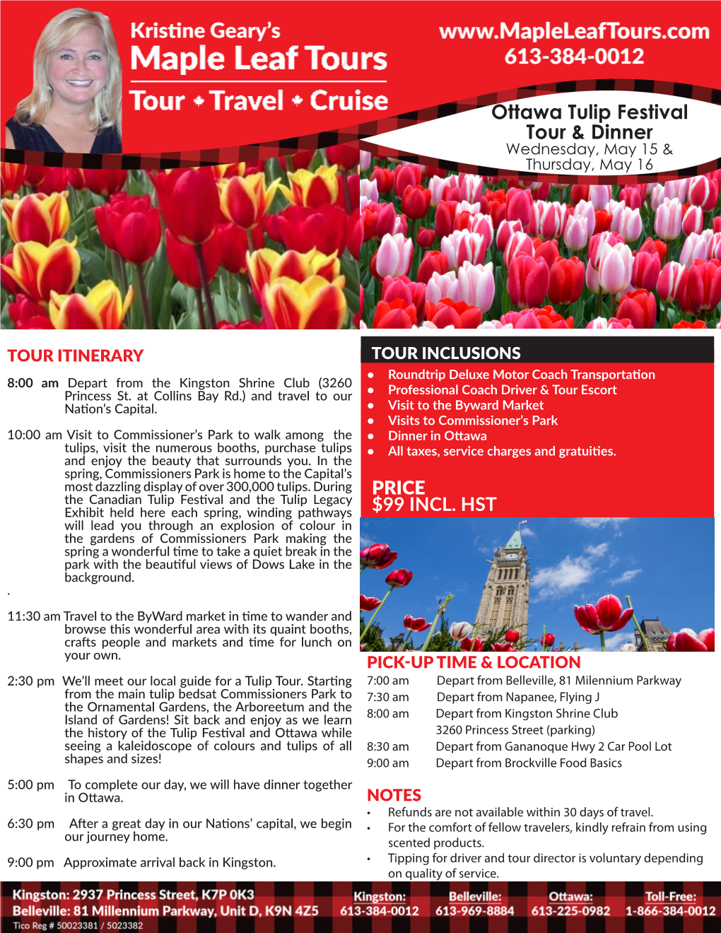 Ottawa Tulip Festival Tour & Dinner