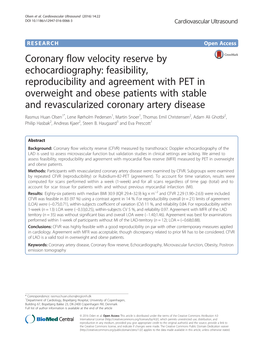 Coronary Flow Velocity Reserve by Echocardiography