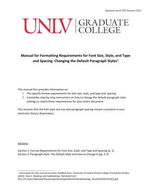 Grad College Manual for Formatting Requirements