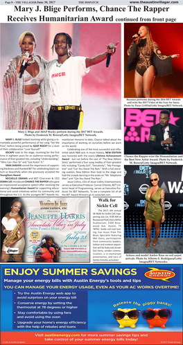 Mary J. Blige Performs, Chance the Rapper Receives Humanitarian Award Continued from Front Page