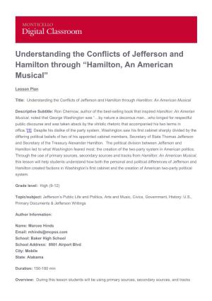 Understanding the Conflicts of Jefferson and Hamilton Through “Hamilton, an American Musical”