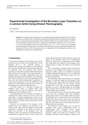 Experimental Investigation of the Boundary Layer Transition on a Laminar Airfoil Using Infrared Thermography