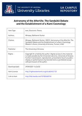 Astronomy of the Afterlife: the Sandaikō Debate and the Establishment of a Kami Cosmology