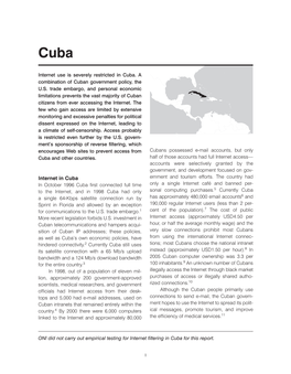 Internet in Cuba Ernment and Tourism Efforts