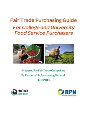 Fair Trade Purchasing Guide for College and University Food Service Purchasers