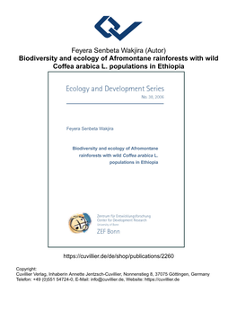 Biodiversity and Ecology of Afromontane Rainforests with Wild Coffea Arabica L