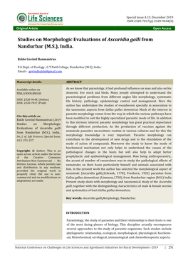 Studies on Morphologic Evaluations of Ascaridia Galli from Nandurbar (M.S.), India