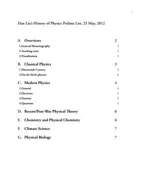 History of Physics and Chemistry