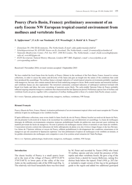 Preliminary Assessment of an Early Eocene NW European Tropical Coastal Environment from Molluscs and Vertebrate Fossils