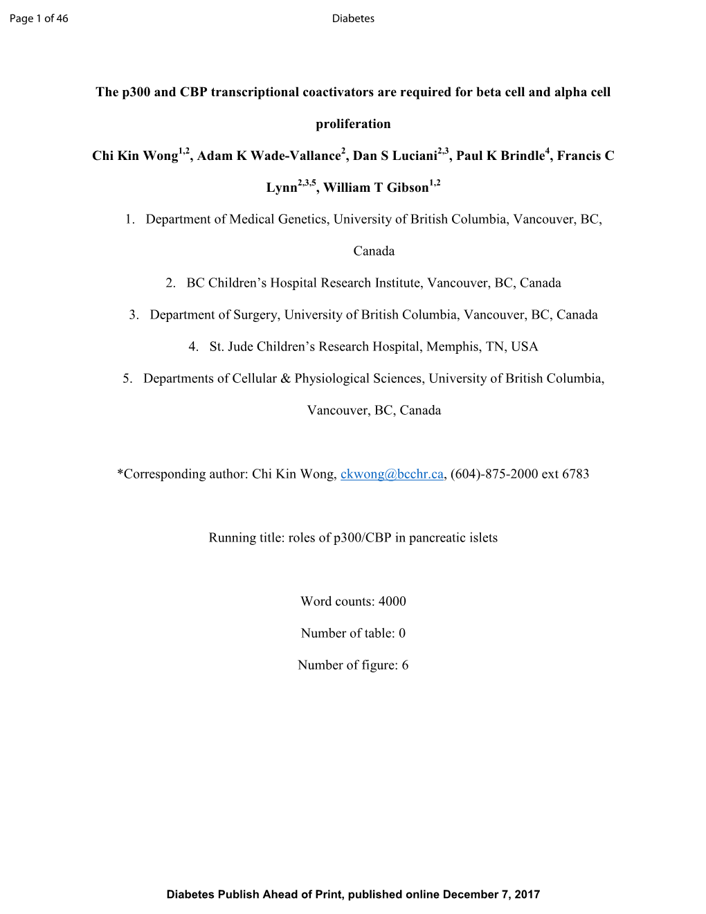 The P300 and CBP Transcriptional Coactivators Are Required for Beta Cell and Alpha Cell