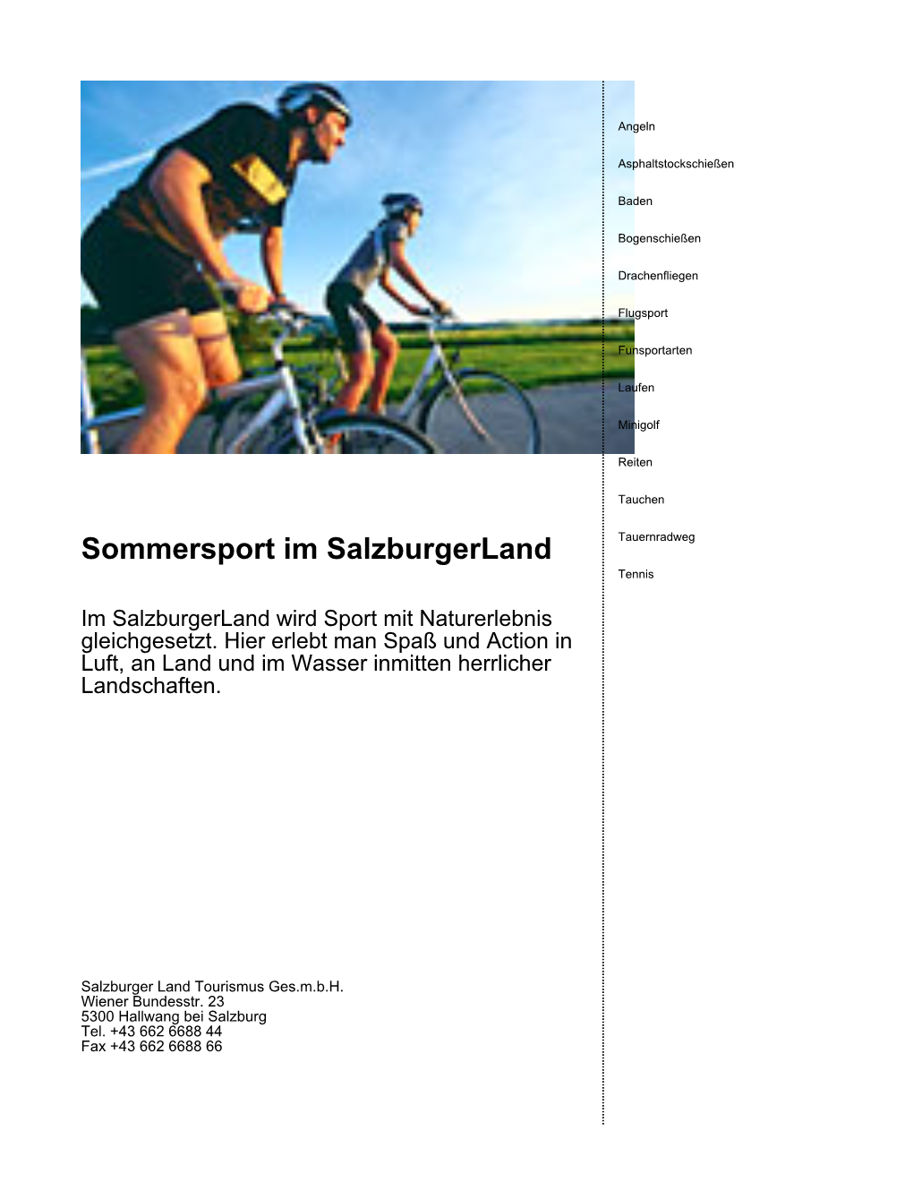 Sommersport Im Salzburger Land!