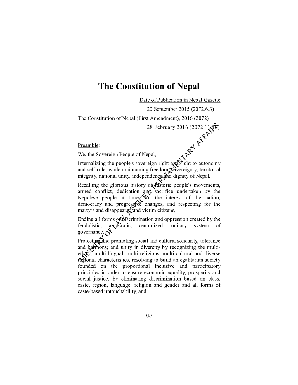 The Constitution of Nepal