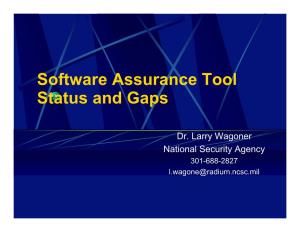 Software Assurance Tool Status and Gaps