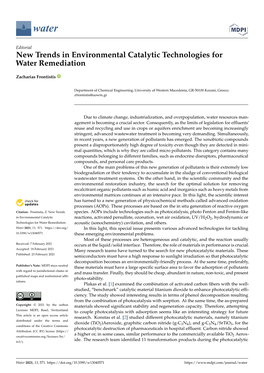 New Trends in Environmental Catalytic Technologies for Water Remediation