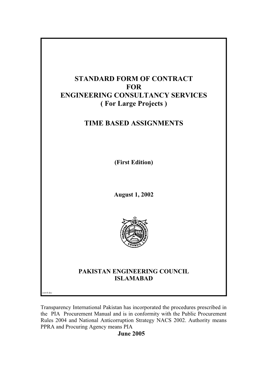 Standard Form of Contract