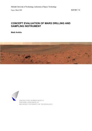 Concept Evaluation of Mars Drilling and Sampling Instrument