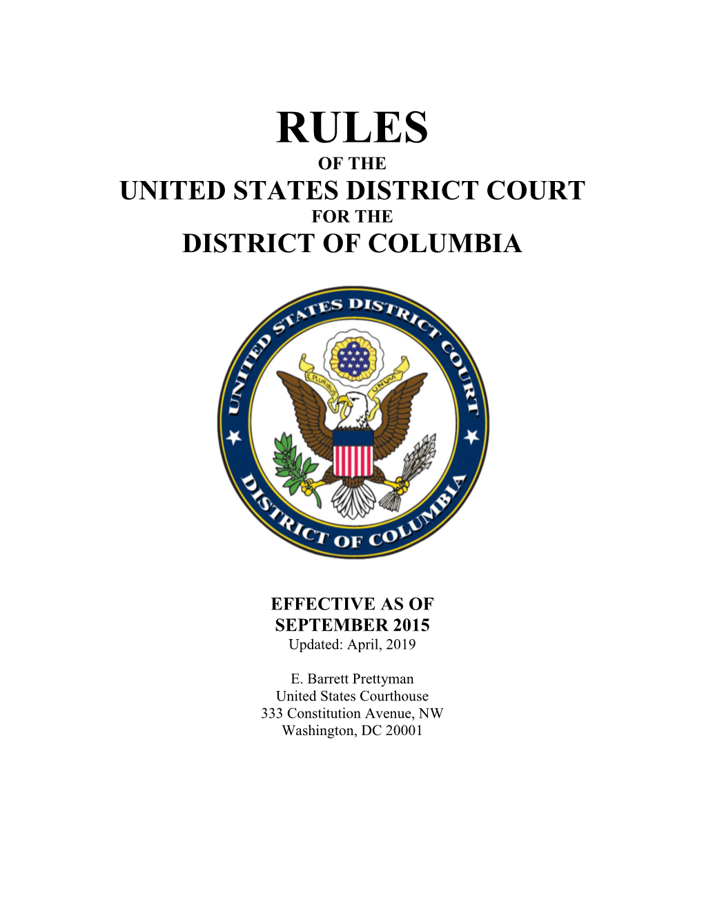 Rules of the United States District Court for the District of Columbia