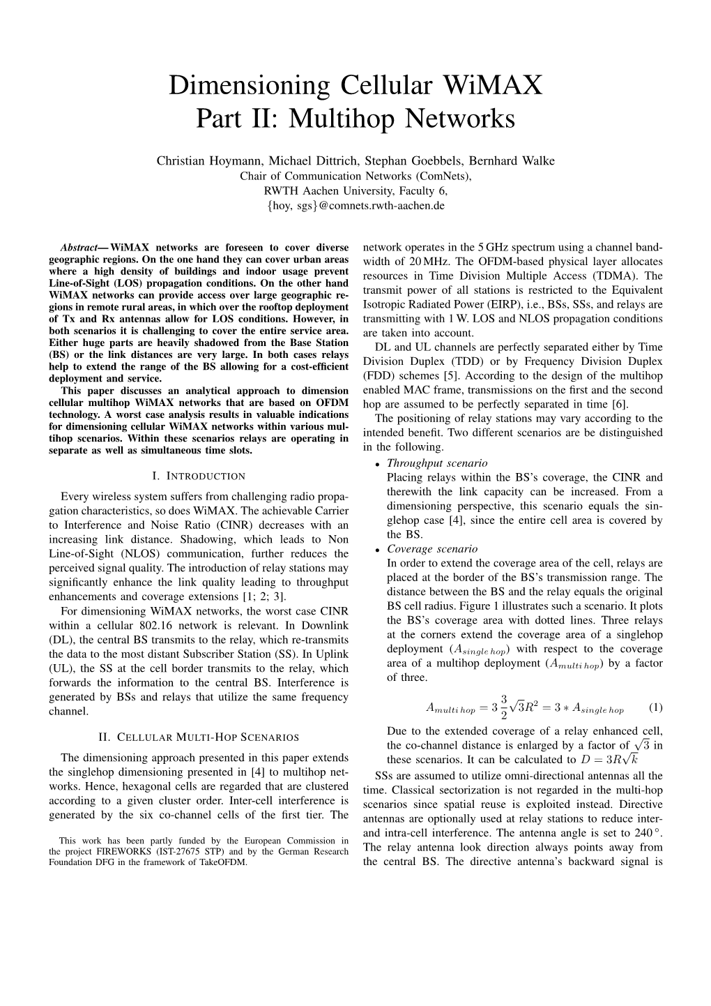 Dimensioning Cellular Wimax Part II: Multihop Networks