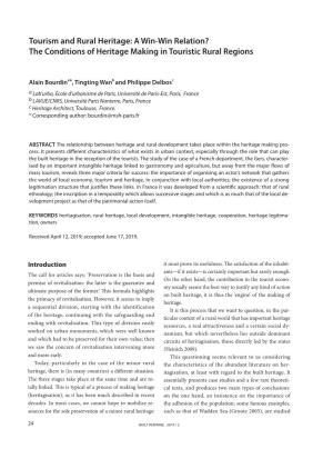 Tourism and Rural Heritage: a Win-Win Relation? the Conditions of Heritage Making in Touristic Rural Regions