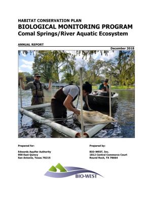 BIOLOGICAL MONITORING PROGRAM Comal Springs/River Aquatic Ecosystem