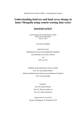 Understanding Land Use and Land Cover Change in Inner Mongolia Using Remote Sensing Time Series