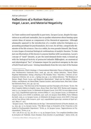 Hegel, Lacan, and Material Negativity