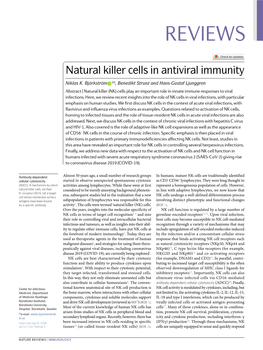 Natural Killer Cells in Antiviral Immunity