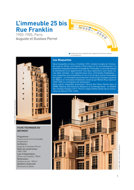 L'immeuble 25 Bis, Rue Franklin De Perret