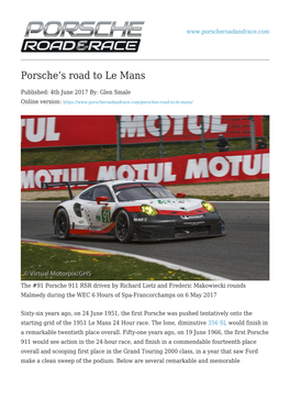 Porsche's Road to Le Mans