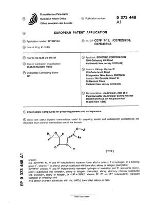 Intermediate Compounds for Preparing Penems and Carbapanems