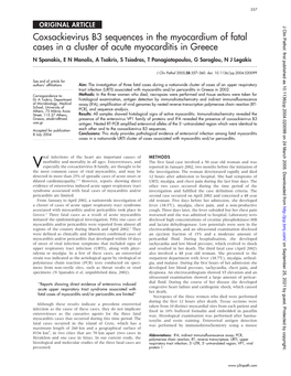 Coxsackievirus B3 Sequences in the Myocardium of Fatal Cases in A