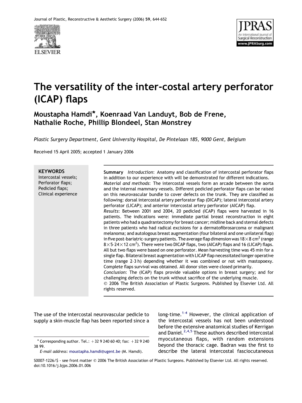 The Versatility of the Inter-Costal Artery Perforator (ICAP) Flaps