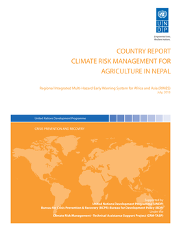 Country Report Climate Risk Management for Agriculture in Nepal