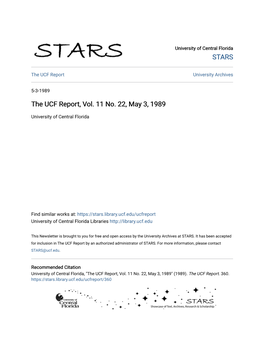 The UCF Report, Vol. 11 No. 22, May 3, 1989