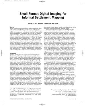 Small Format Digital Imaging for Informal Settlement Mapping