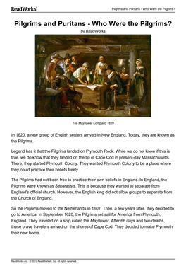 Pilgrims and Puritans - Who Were the Pilgrims?