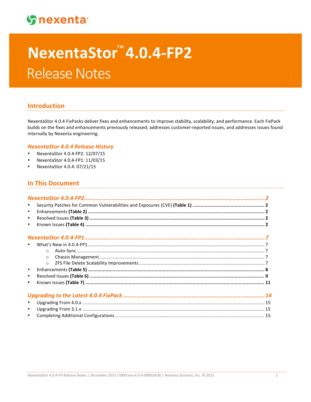 Release Notes 4.0.4 FP2 Nexentastor