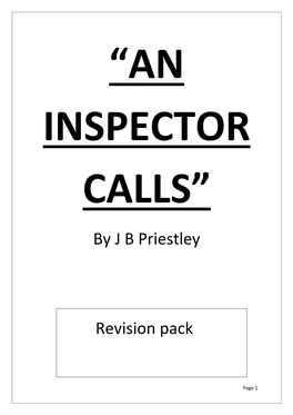 'An Inspector Calls' Revision Pack