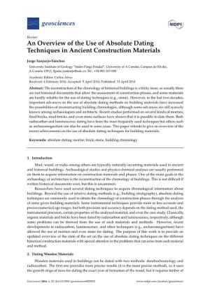 An Overview of the Use of Absolute Dating Techniques in Ancient Construction Materials